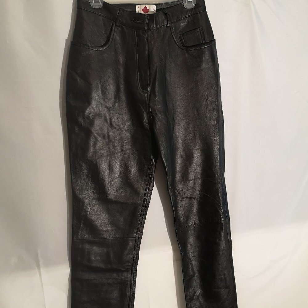 Ladies Black Lambskin Leather Pants